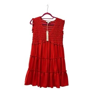 NWT She + Sky Red Sleeveless Sundress with Flutter Sleeves